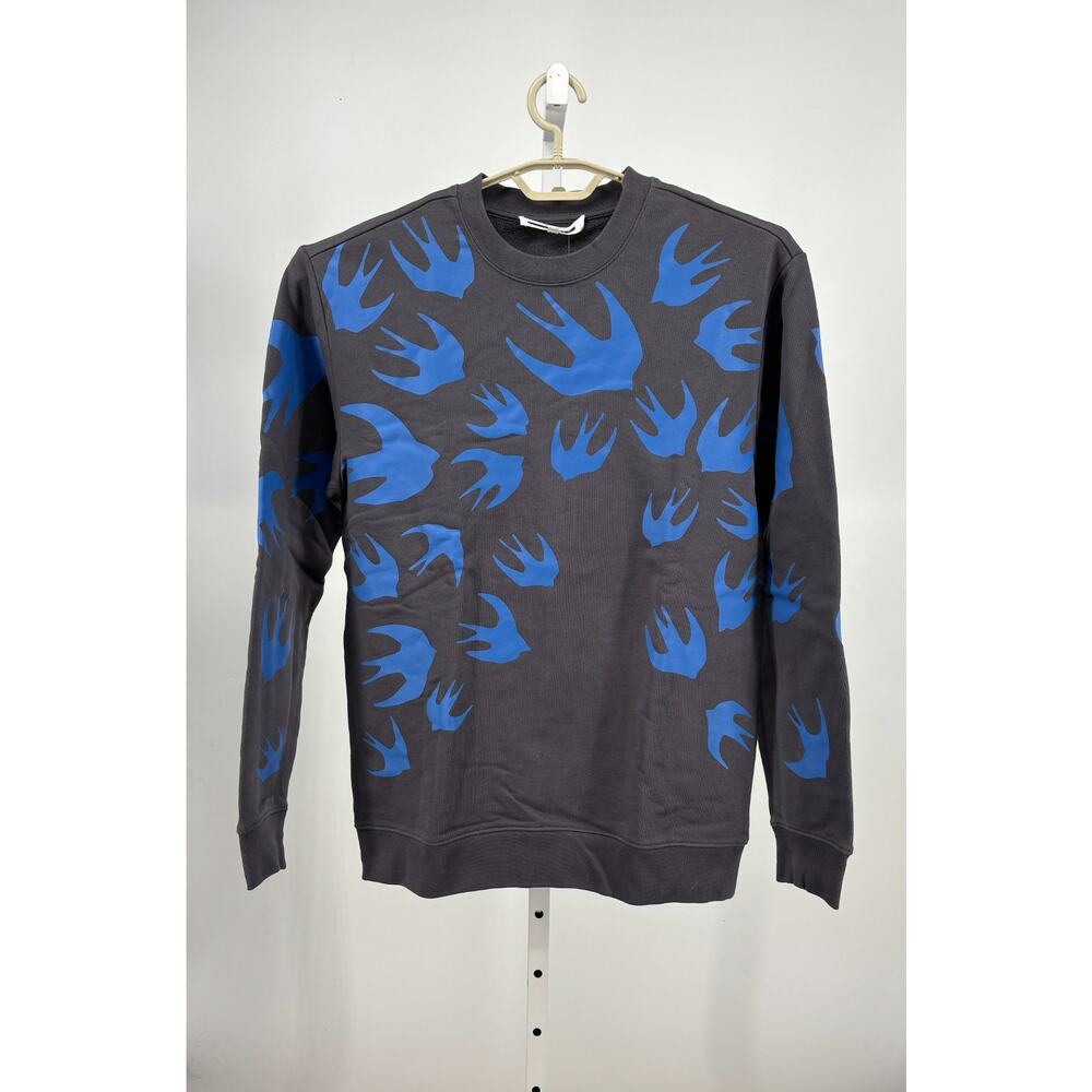 McQ Alexander Mcqueen Mens Gray Crew Neck Sparrow Print Casual NWOT S
